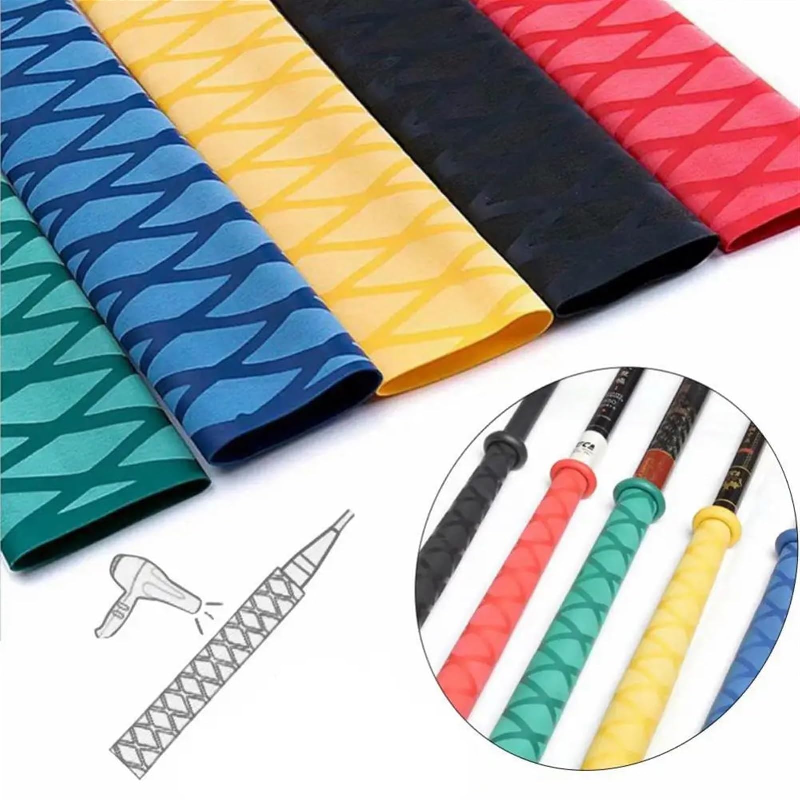 Manchon thermorétractable pour poignée, Gaines thermorétractables for Cannes à pêche : 15 mm à 40 mm, Plusieurs Couleurs, 1 m(Yellow,28mm)
