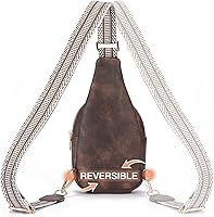 Vista 117 de Telena Riñonera pequeña para mujer, de cuero, cangureras, bolsa de pecho para mujer 3-camel marrón