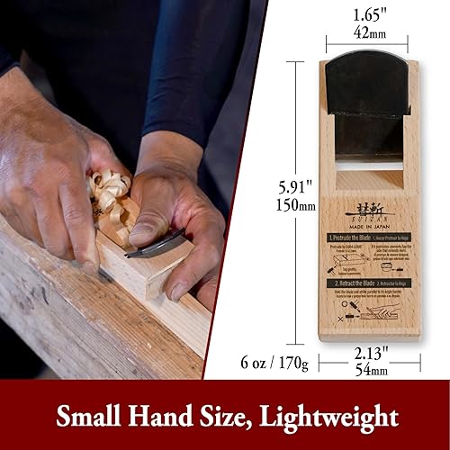 Miniatura 12 de SUIZAN Kanna - Cepilladora de madera japonesa de 2 pulgadas, herramientas profesionales para trabajar la madera