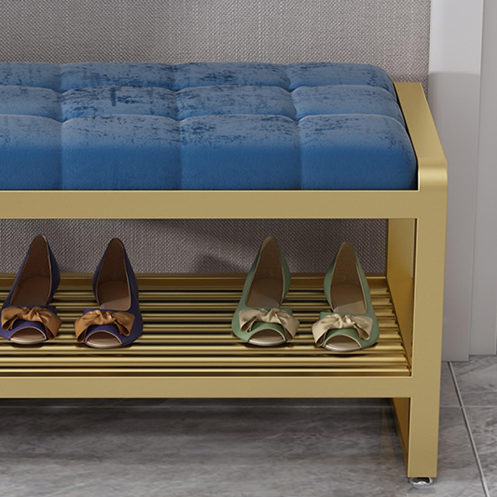 Banco de Madera con Almacenamiento y cojín para Entrada Zapatero de Dos Niveles para Sala de Estar Elegante Mueble de Pasillo Asiento Funcional para Entrada (60 x 35 x 45 cm)