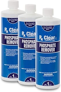 Rx Clear Phosphate Remover | Eliminates Phosphates Caused by Swimming Pool or Spa Chemicals, Fertilizers, and Other Sources | One Quart Bottles | 3 Pack