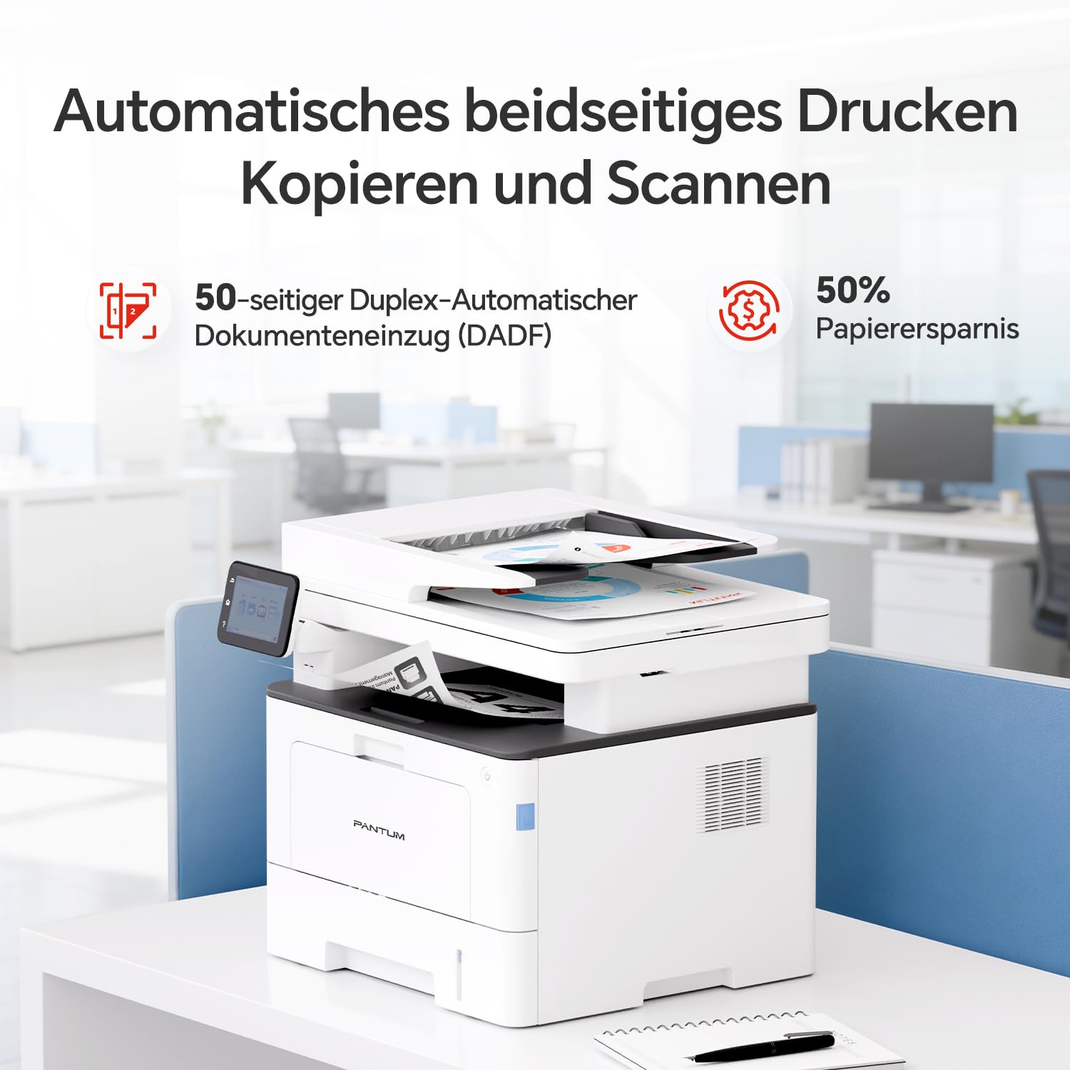 PANTUM BM5220ADW Laserdrucker multifunktionsgerät mit Scanner und kopierer, Schwarz-Weiß, 42 ppm, Automatischer Duplexdruck, Drucker WLAN, A4, Inklusive 3000-Seiten-Starter-Toner