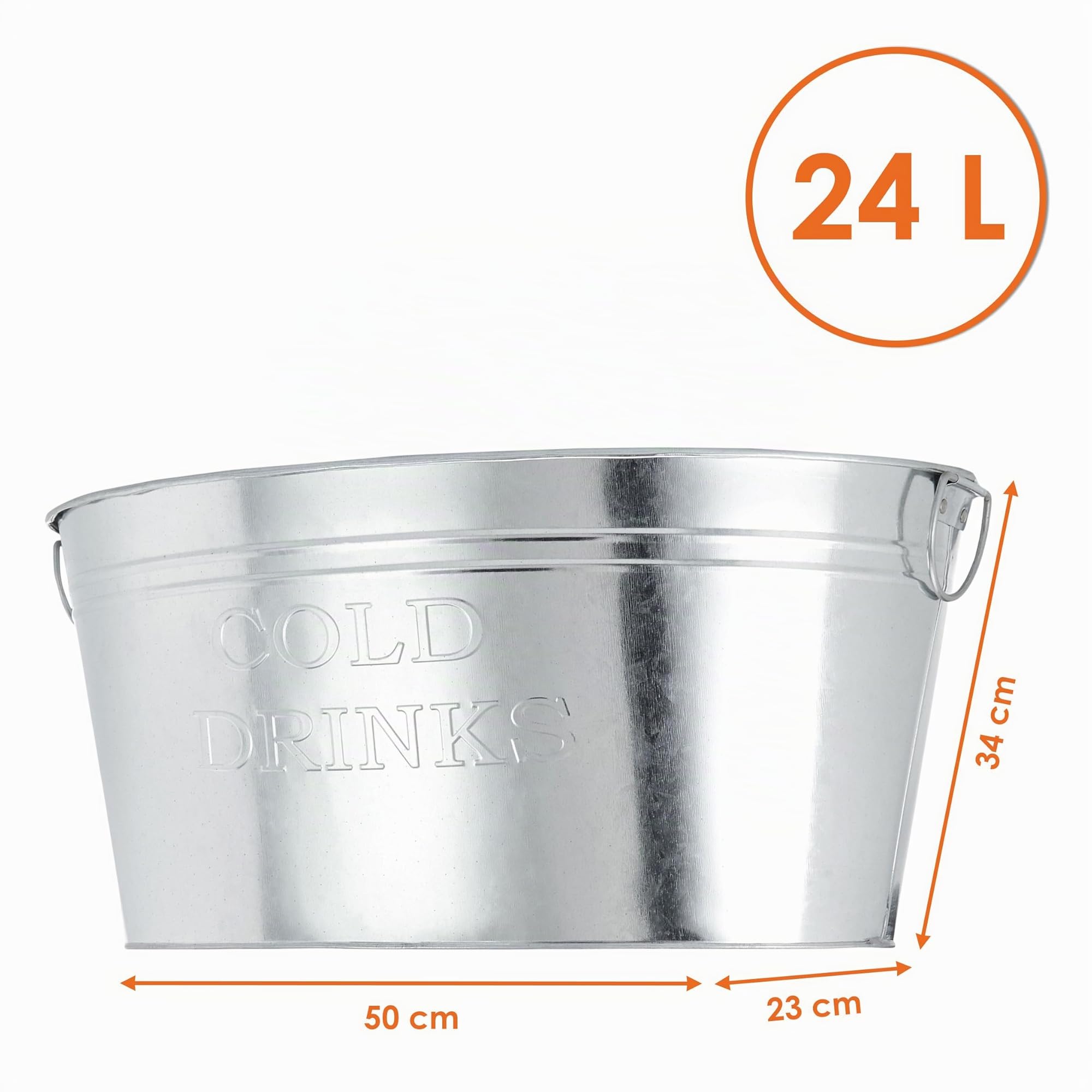 Spetebo Cubo para mantener las bebidas frías; de zinc, de 24 litros; contenedor de cubitos de hielo