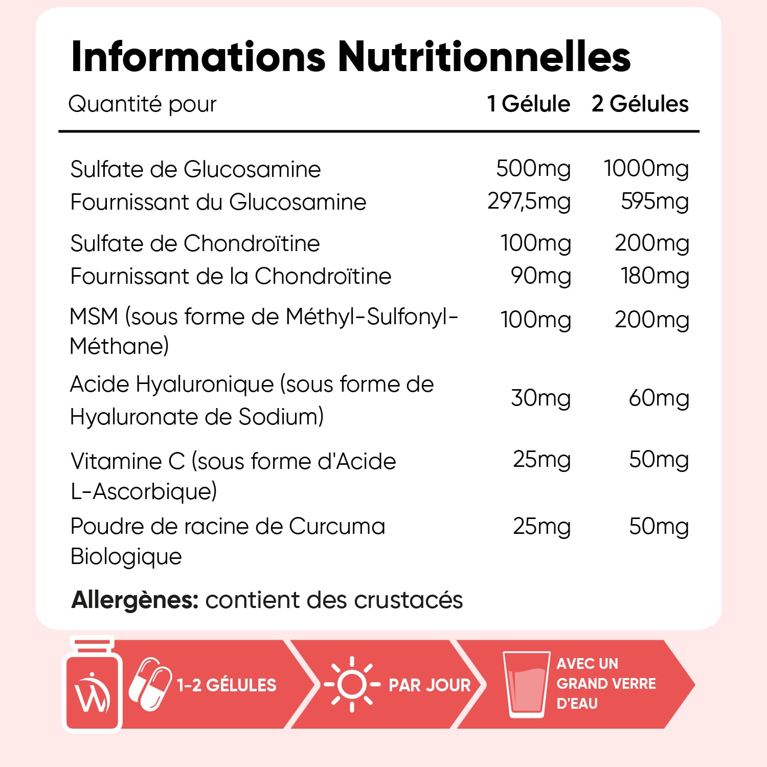Glucosamine Chondroïtine MSM Vitamine C 180 Gélules - Enrichi en Curcuma, Acide Hyaluronique & Vit C Acide L Ascorbique - Complexe Glucosamine Chondroïtine sans OGM ni sans Gluten