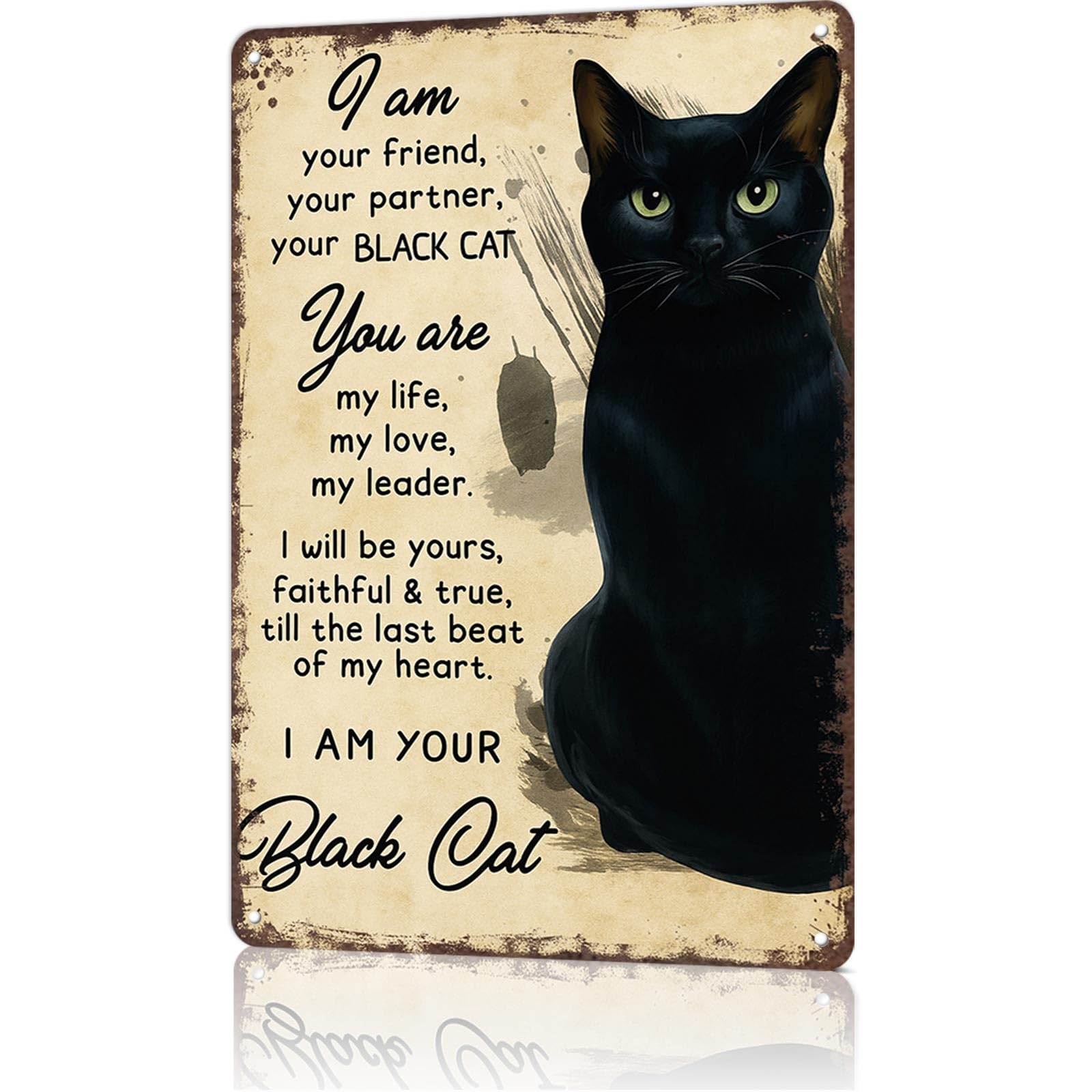 KWQDOZF Vintage Metal Tin Sign I Am Your Black Cat Posters Wall Art for Dorm Home Office Room Decor 8X12inch
