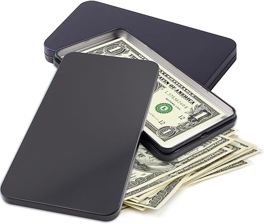 2 PCS Black Metal Cash Box - Single Row Currency Tray Money Holder with Lid - Money Saving Organizer