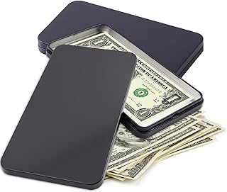 2 PCS Black Metal Cash Box - Single Row Currency Tray Money Holder with Lid - Money Saving Organizer