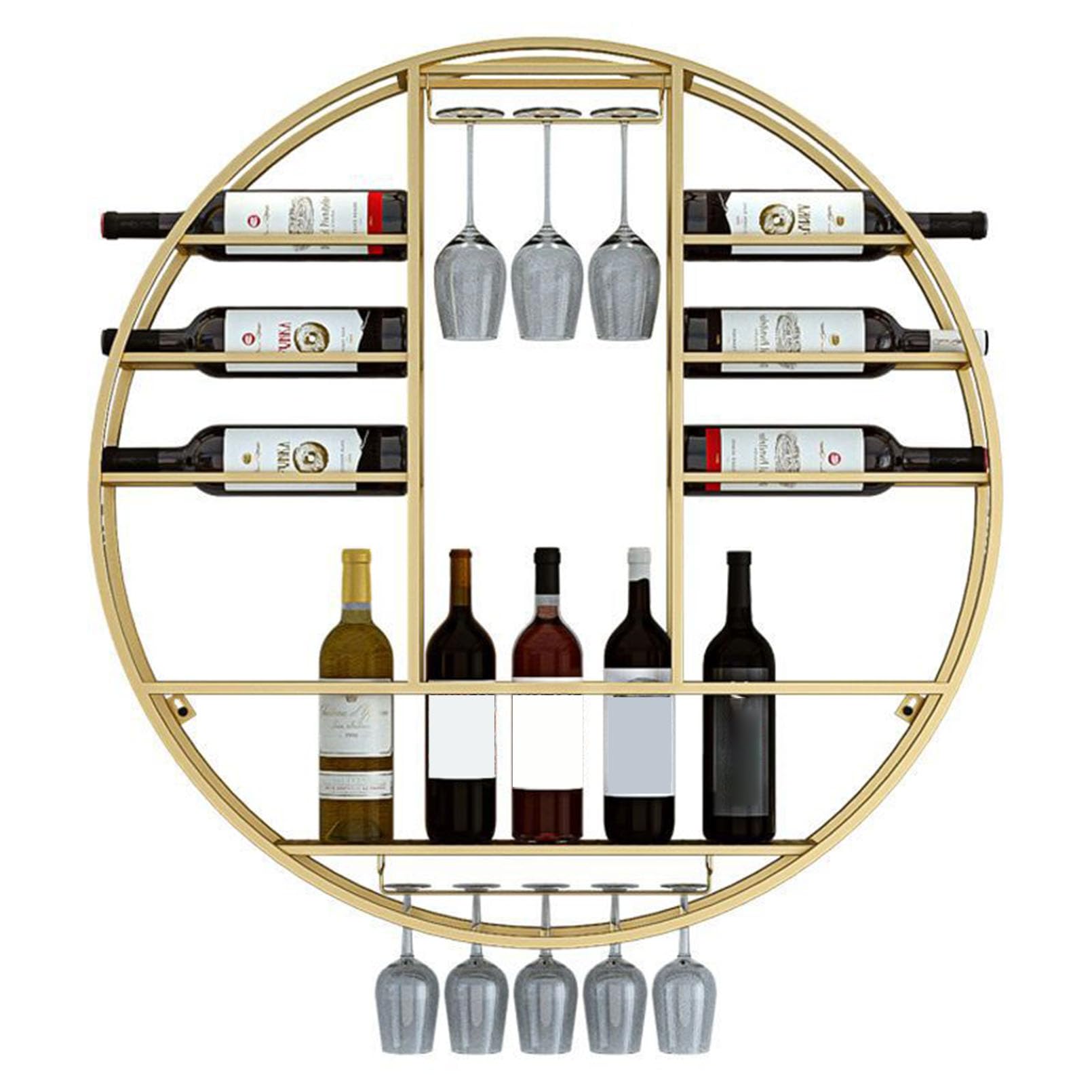Étagère à vin murale avec support pour verres à pied en bois pour cuisine