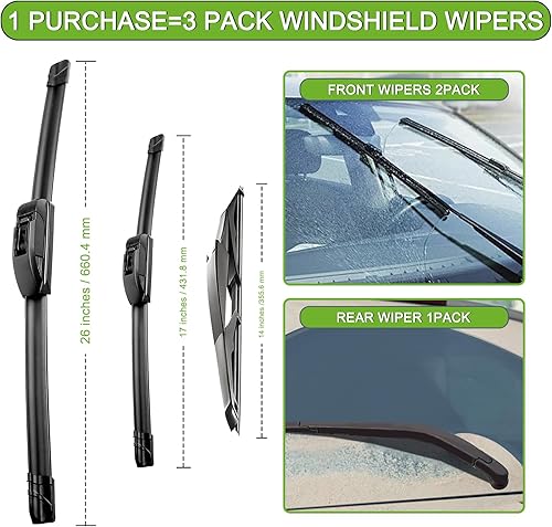 Vista 56 de PARRATI® - Limpiaparabrisas de repuesto y alto rendimiento con escobillas para parte trasera, para Dodge Durango y Jeep Grand Cherokee 2011-2023