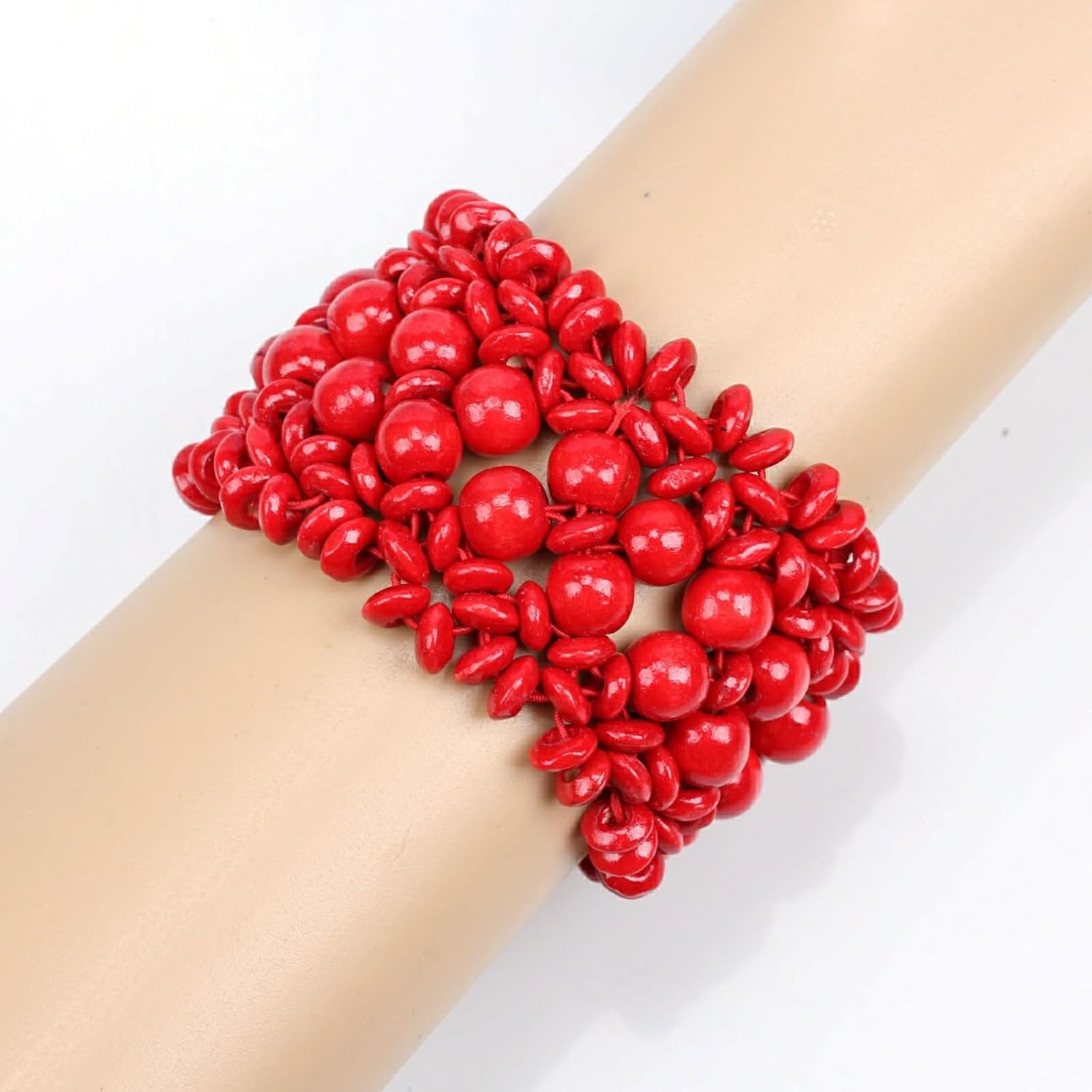 Colorful Wood Bead Bracelet for Women Stretch Vintage Ethnic Charm Elastic Statement Bohemian Strand Bangle Female Beaded Jewelry - Image 2