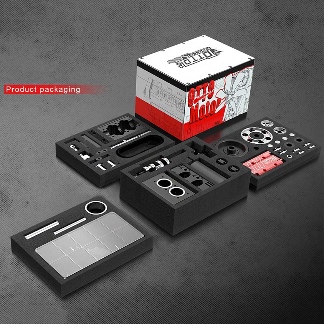 ST-NF2 Mini Motor - Kit de construcción de motor de combustión interna, 7 CC filas de 2 cilindros, motor de cuatro tiempos, motor de nitro refrigerado por aire, modelo de motor de nitro,