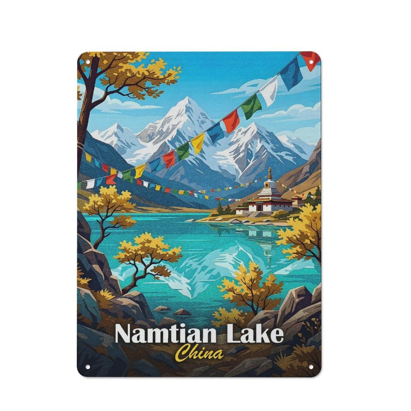 Junmoney Style-24 Namtian Lake, China Landscape Art Tin Sign 40X30cm For Home Bar Wall, Vintage Wall Decor, For Garage, Workshop And Man Cave Decoration