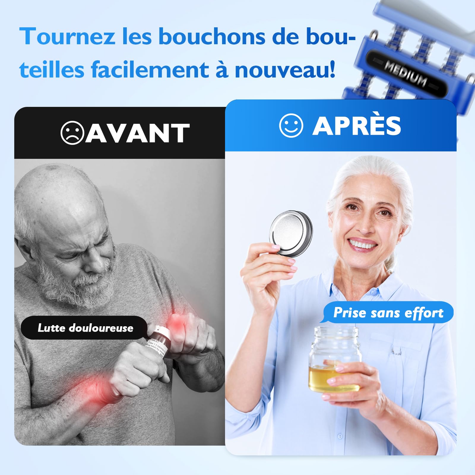 FitBeast Musculateur de doigts, exerciseur de doigts pour améliorer la dextérité et la force des doigts, mains, avant-bras - Entraîneur de force de préhension pour musiciens, grimpeurs