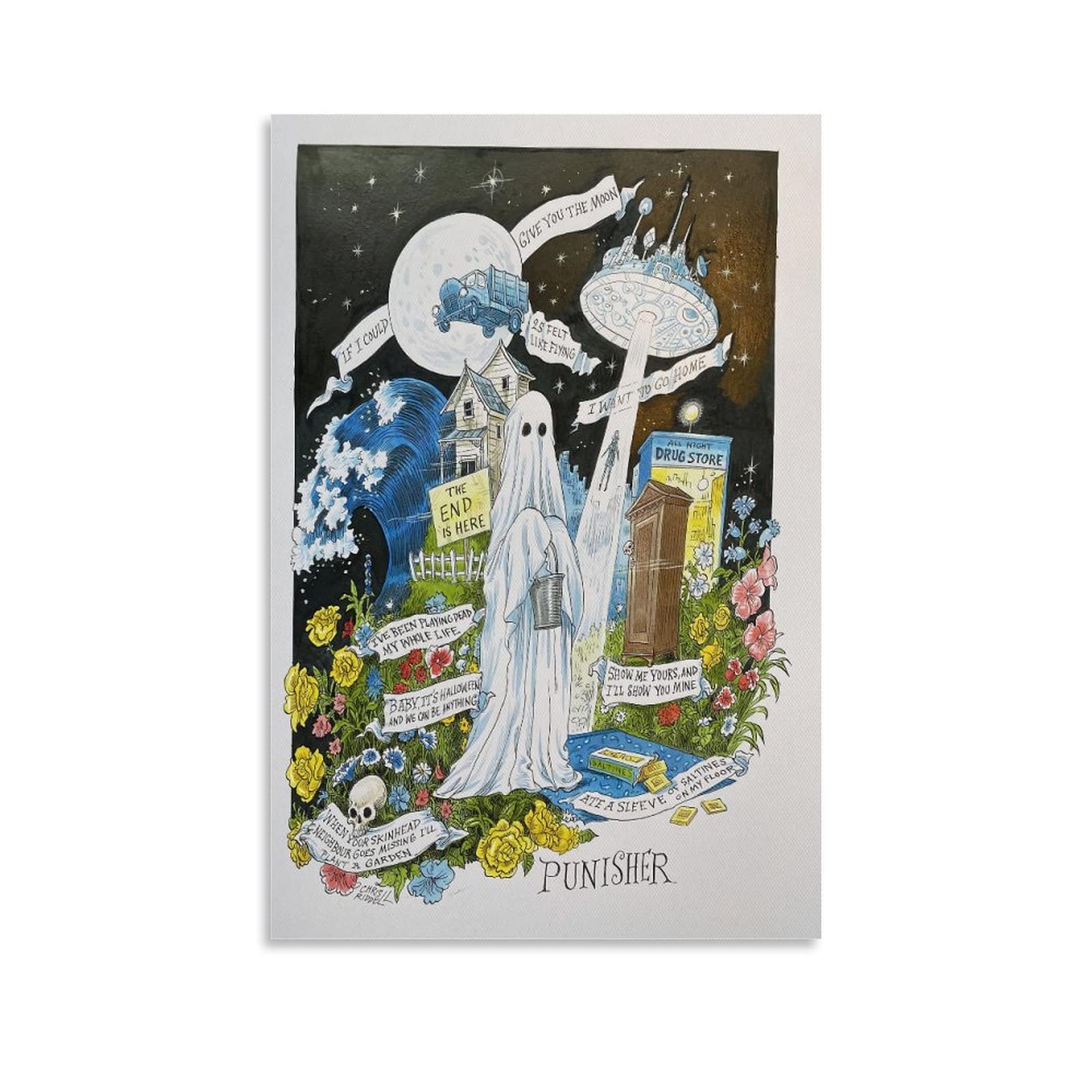 SUPENG Phoebe Bridgers 2022 Tour Punisher Poster Poster Decorative Painting Canvas Wall Posters And Art Picture Print Modern Family Bedroom Decor Posters 12x18inch(30x45cm)