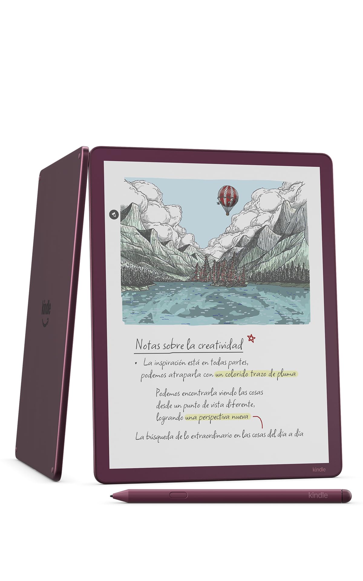 Amazon Kindle Scribe Colorsoft (última gen.): fino, ligero y rápido, con pantalla a color de 11" similar al papel y luz frontal; escribe en cuadernos integrados, documentos y libros (64 GB, granate)