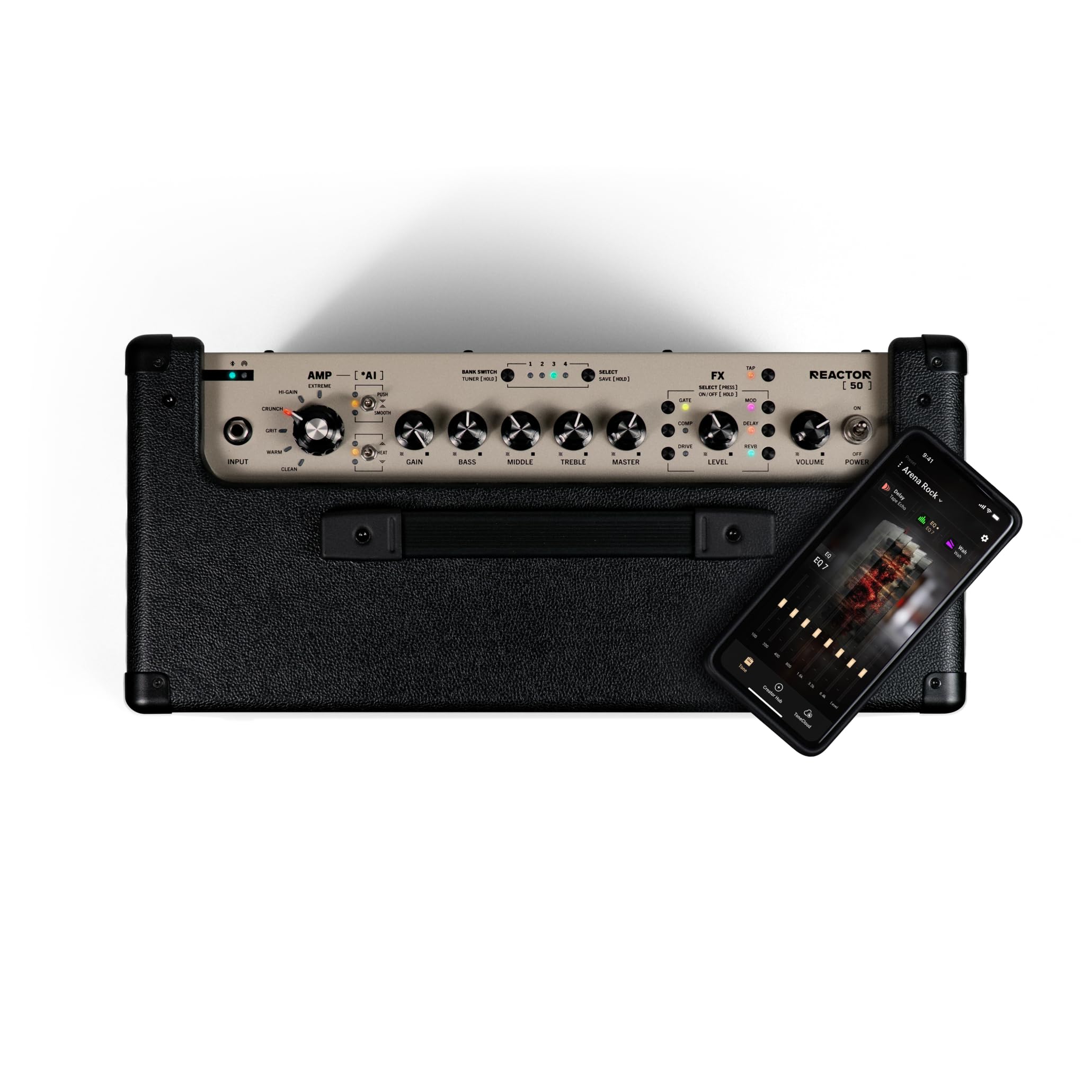 Positive Grid Reactor 50-Watt –Ampli Combo Guitare Intelligent avec Amp Intelligence, Création de Sonorités à partir de Prompts, Photos et Audio, Puissance Réglable et Enregistrement USB