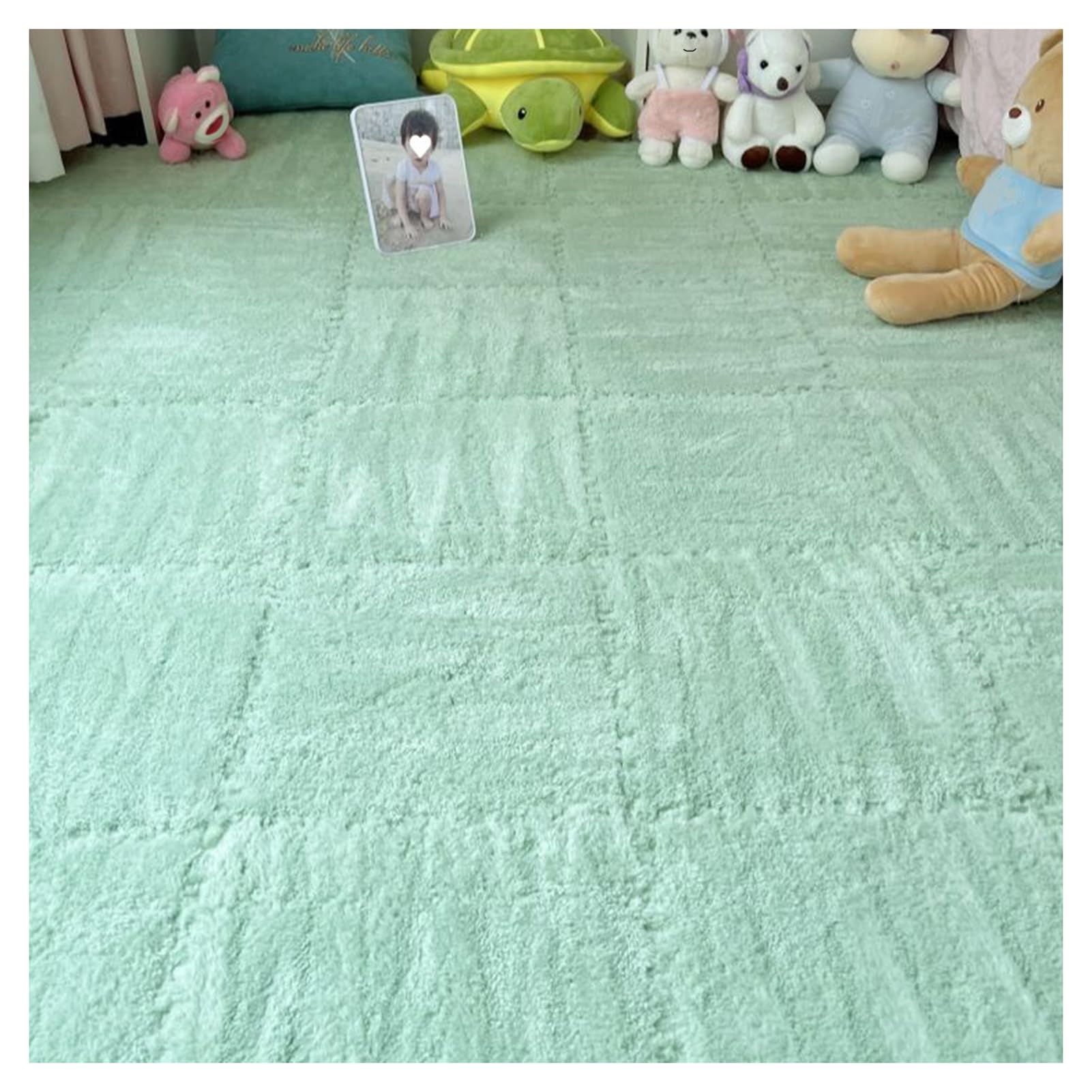 Splice Interlocking Carpet 20 Pezzi Tappetino in Schiuma ad Incastro, Tappeto Antiscivolo a Puzzle, Tappeto Quadrato in Peluche, tappeti ad Incastro in Schiuma,Mint Green