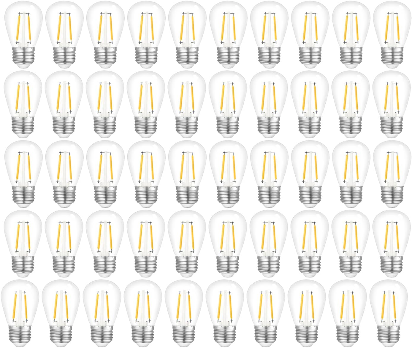 Jslinter 100Pack 2W S14 LED String Light Bulbs Replacement, 120LM, 2700K Warm White, Shatterproof, E26 Screw Base