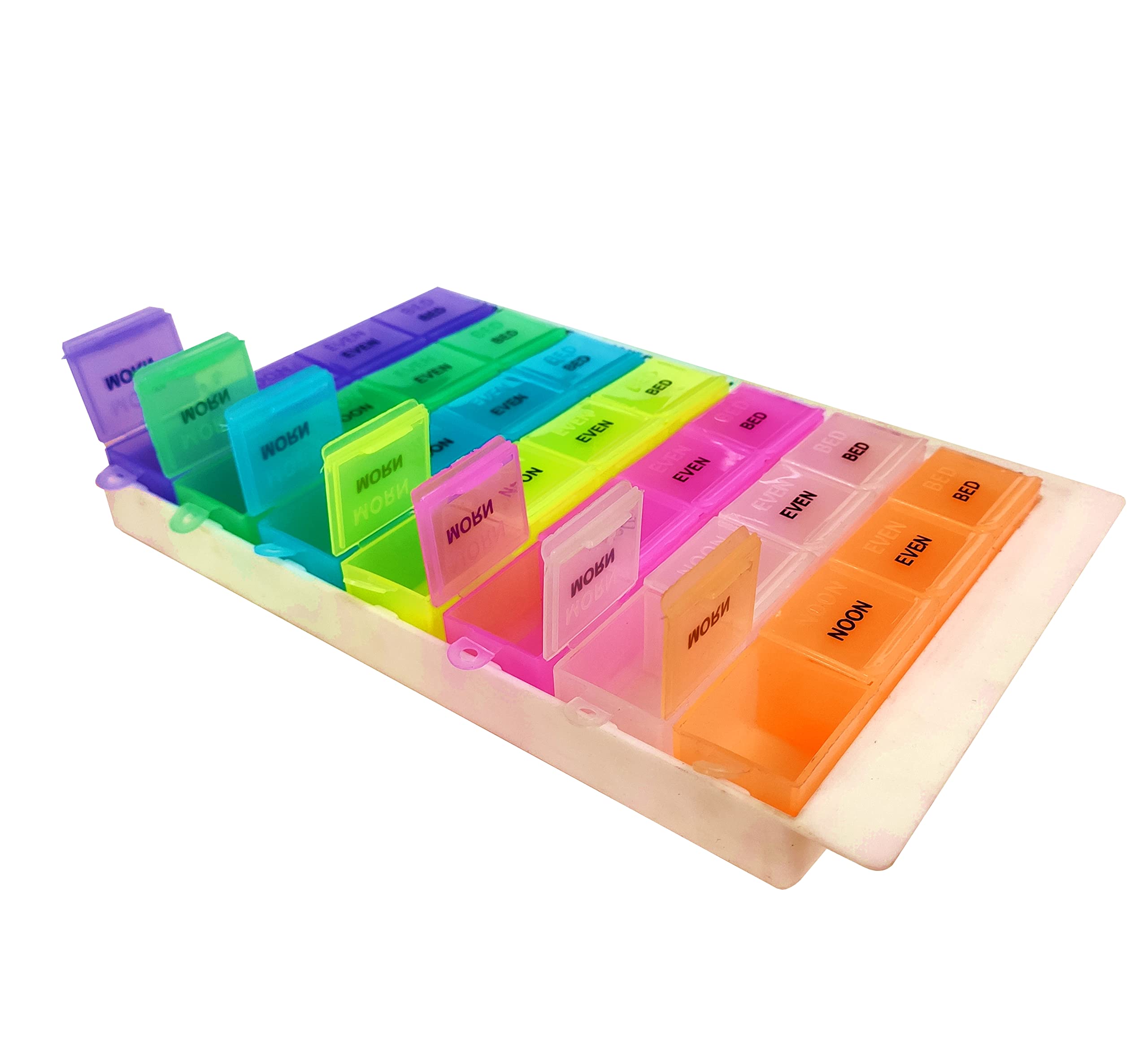 AmbiTech(Made In India) Pill Organizer for 28 Days/4 Weeks with Transperent and Detachable Compartments with Prescribed Timeslots