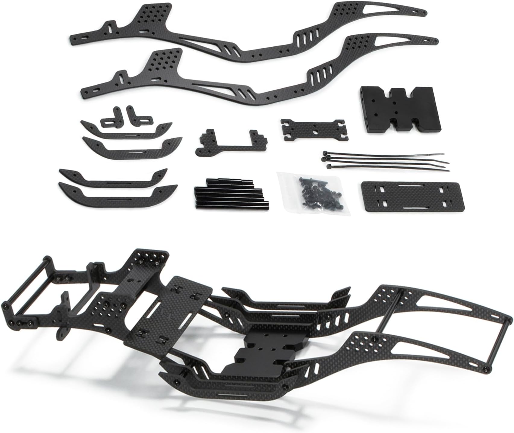 SCX10 II 313 Wheelbase DIY Upgrades Carbon Fiber Chassis Frame Cheater Rigs Builders Kit Adapt to 1/10 RC Crawler Racing Car Body for Expert Players