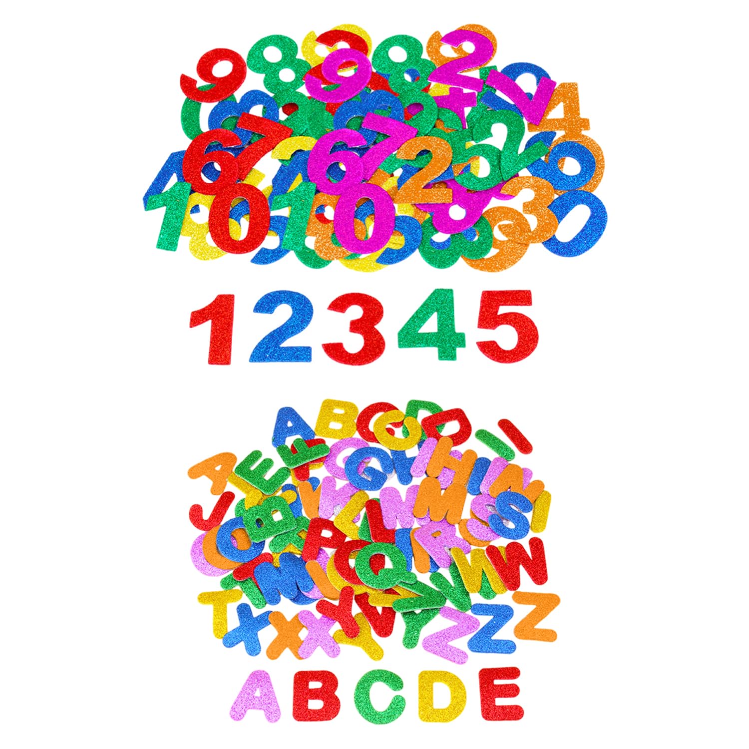 Nxpwrc Multicolor 162 Pieces Glitter Alphanumeric Stickers, Eva Material, Suitable For Scrapbook, Indoor Use