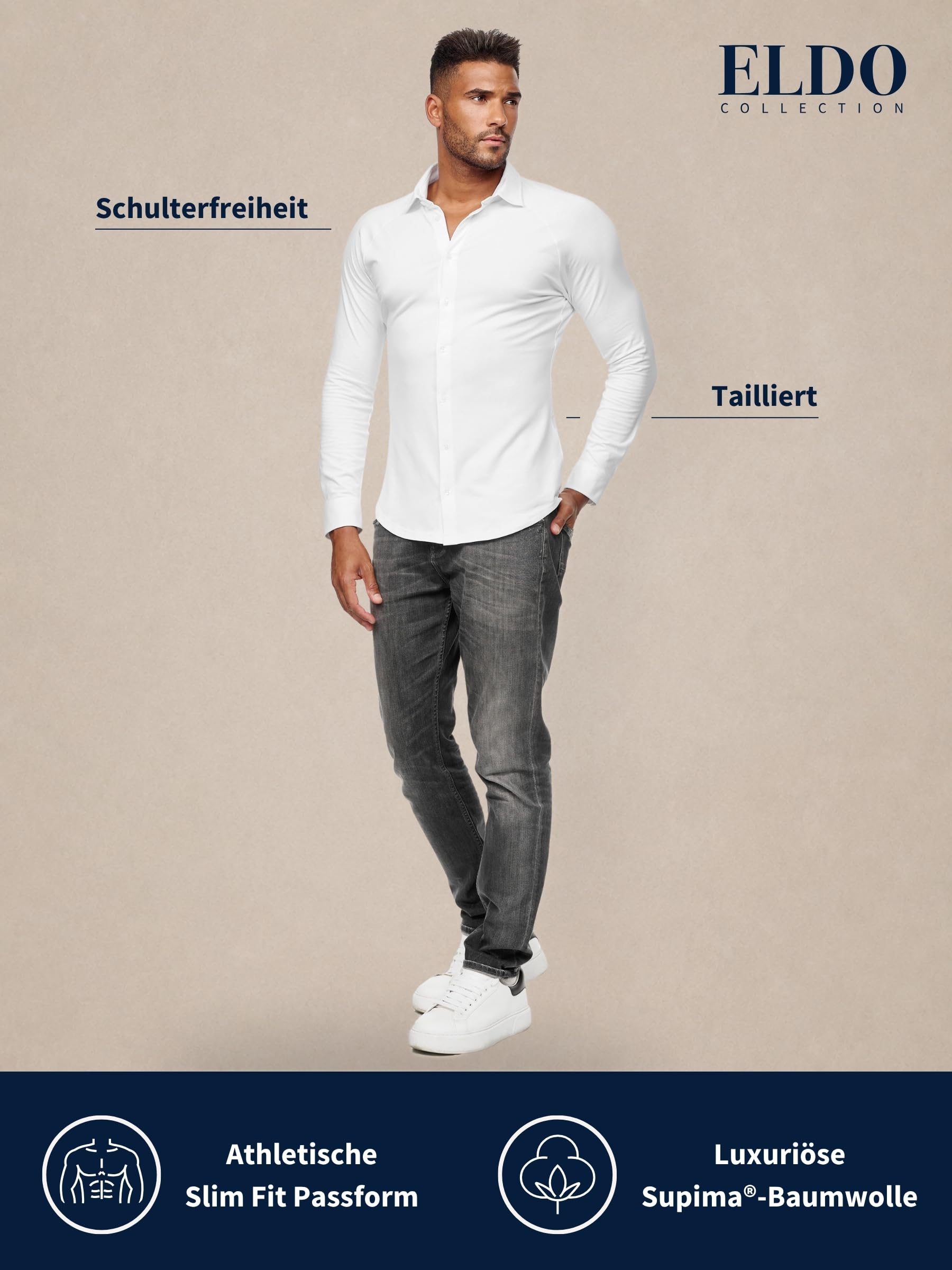 Herren Slim Fit Stretch Jersey-Hemd | Luxuriöse Supima®-Baumwolle | Soft Touch | Bügelfrei | Atmungsaktiv | Für Business & Freizeit