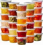 Pantry Value 16 oz Conteneurs de délices avec lids pour entreposage alimentaire [48 Ensembles] , Micro-ondes, Lave-vaisselle & Congélateur sûr, jetable ou réutilisable, BPA Gratuit, écoulement-proof, soupes, à emporter, préparation des repas & Restes