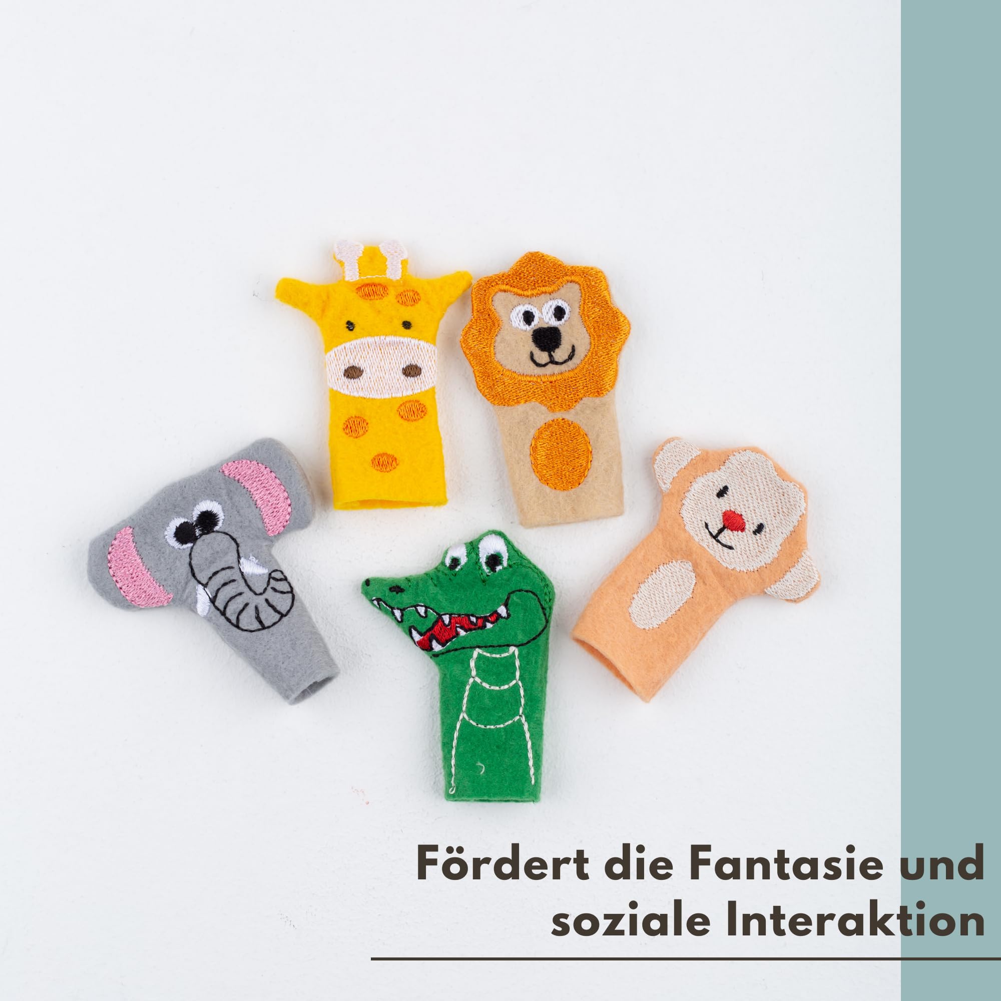 Set di bambole da dito con animali selvatici, 5 pezzi, a partire dai 6 mesi, in feltro colorato per neonati e bambini piccoli, giocattolo safari, per promozione precoce e fantasia, set di bambole