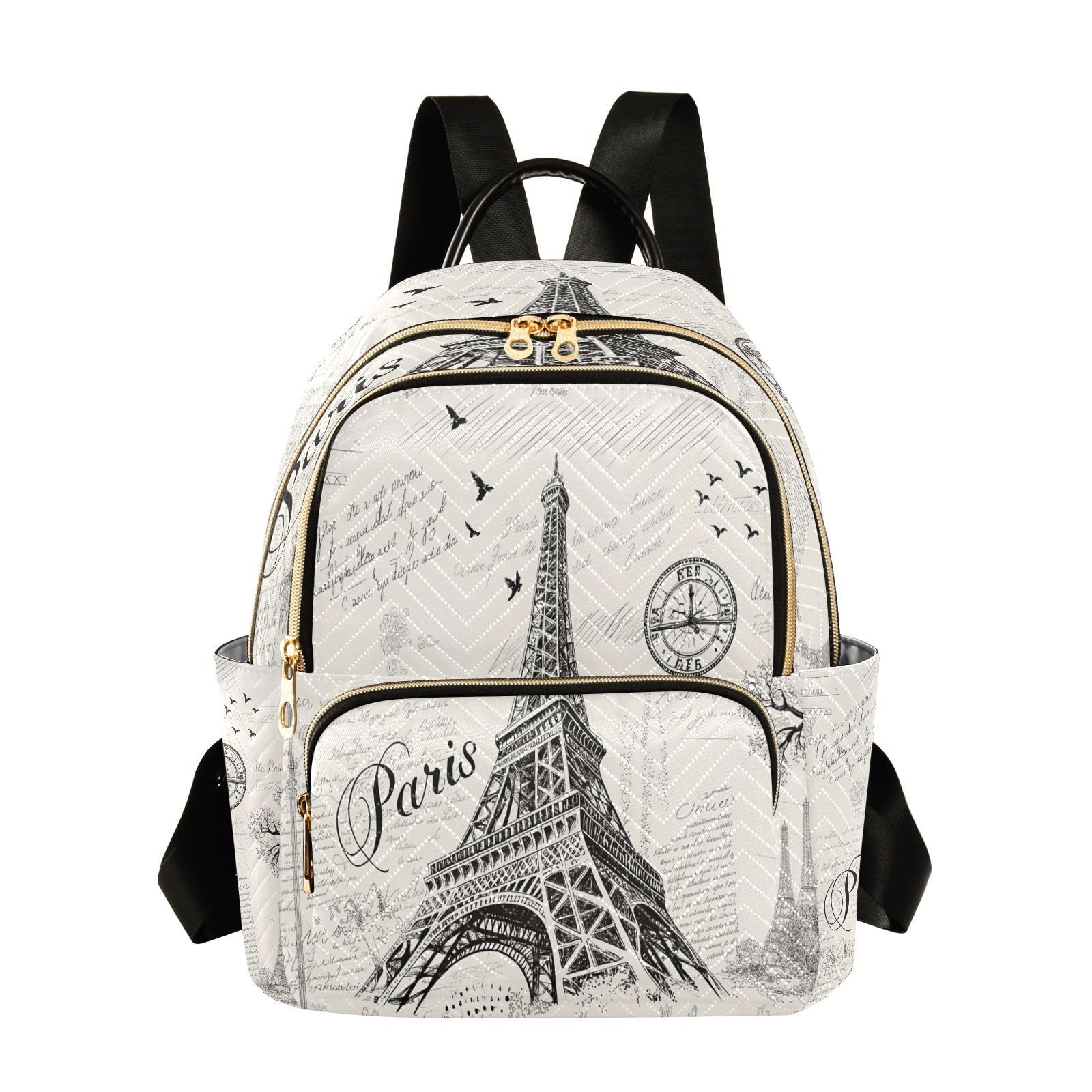 Cgiub Paris Tower Backpack for Women & Girls Fashion Shoulder Bag Ladies Casual Daypack School Bag Travel Rucksack Lightweight Handbag for School Work