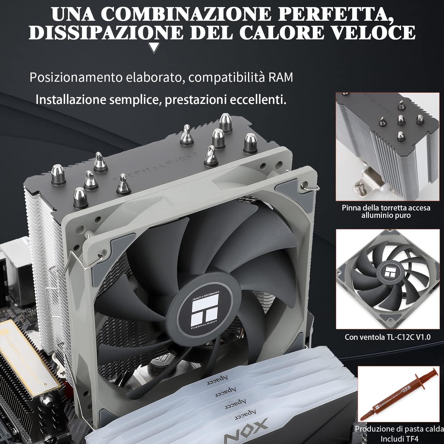Thermalright Assassin King 120 SE CPU Air Cooler, AK120 SE, 5 Heatpipes, tecnologia AGHP TL-C12C PWM ventola silenziosa con cuscinetto S-FDB, per AMD AM4/AM5 Intel 1150/1200/1700