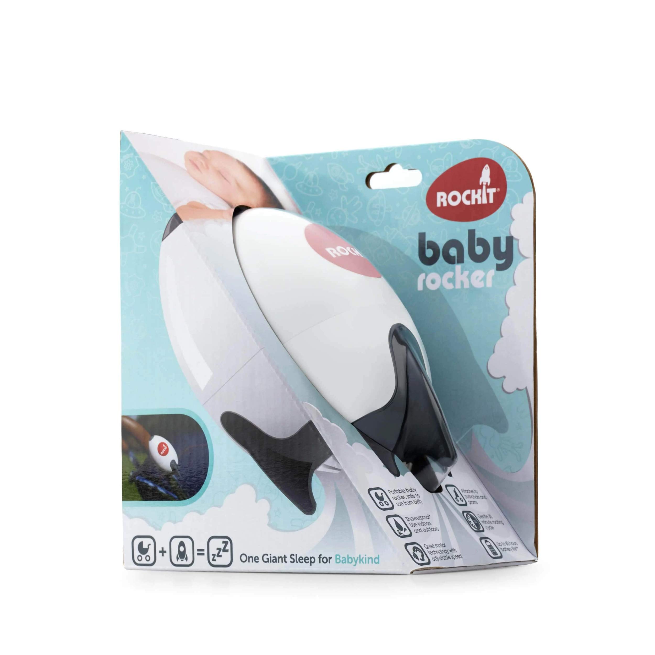 Rockit Rocker (Version Piles AA) - Aide au Sommeil de Bébé Berce et S’adapte à Toute Poussette Cane, Tout-Terrain, Landau, Nacelle, Vitesse Réglable Minuterie 60 Min - Crée un Transat Portable