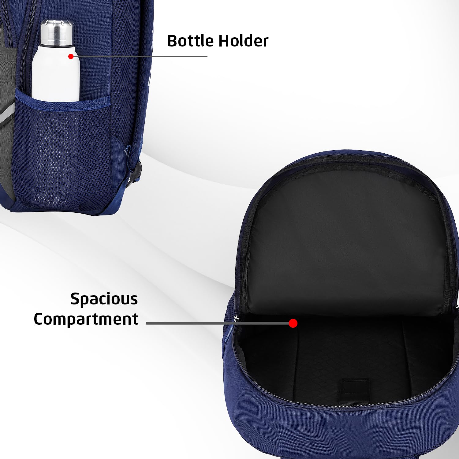 Safari Nudge Laptop Backpack for men & women, school bag for boys and girls, college bag, office bag, travel bag, 3 compartments, Bottle holder, Front pocket, Color Blue 1