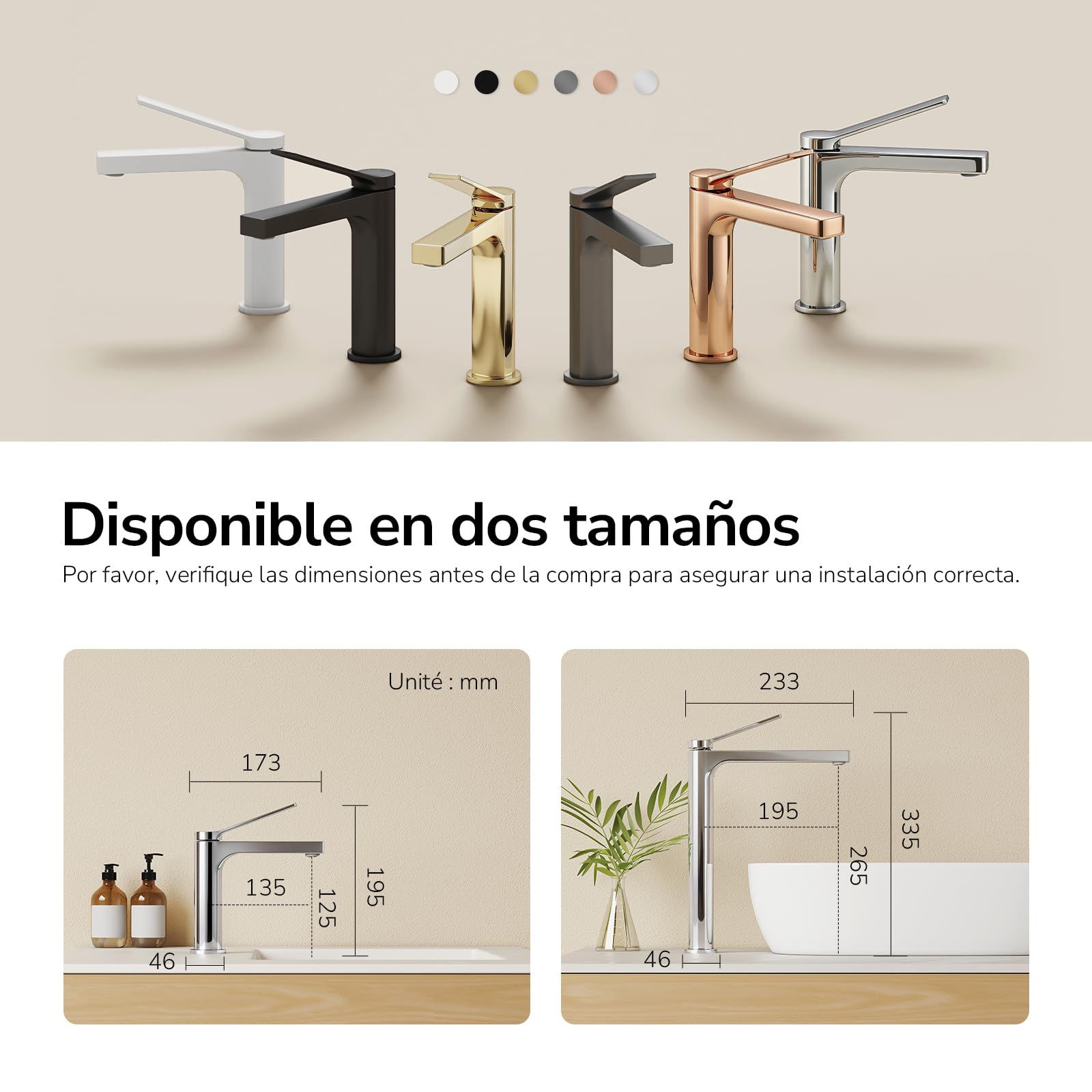 EMKE Grifo de Baño Cromado con Aireador, 195x173x46 mm | Mezclador de Lavabo en Latón Macizo, Cartucho Cerámico, Instalación Fácil
