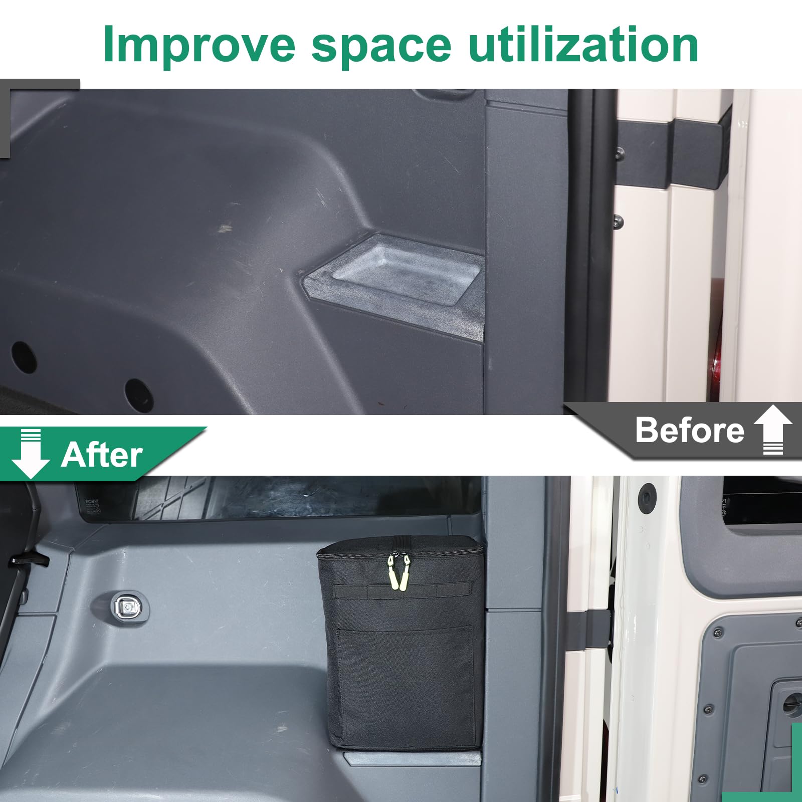 Bolsa organizadora lateral para maletero de coche compatible con Ineos Grenadier 2020-2025, bolsa de almacenamiento de carga trasera de tela Oxford negra para maletero, estuche de
