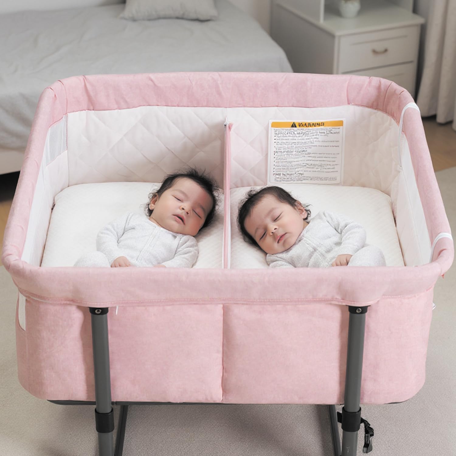 ベビー用寝具・ベッド MTWML Twin Bassinet for 2 Babies Pink Amazon.com: MTWML Twin Bassinet for 2 Babies,Portable Twins Crib