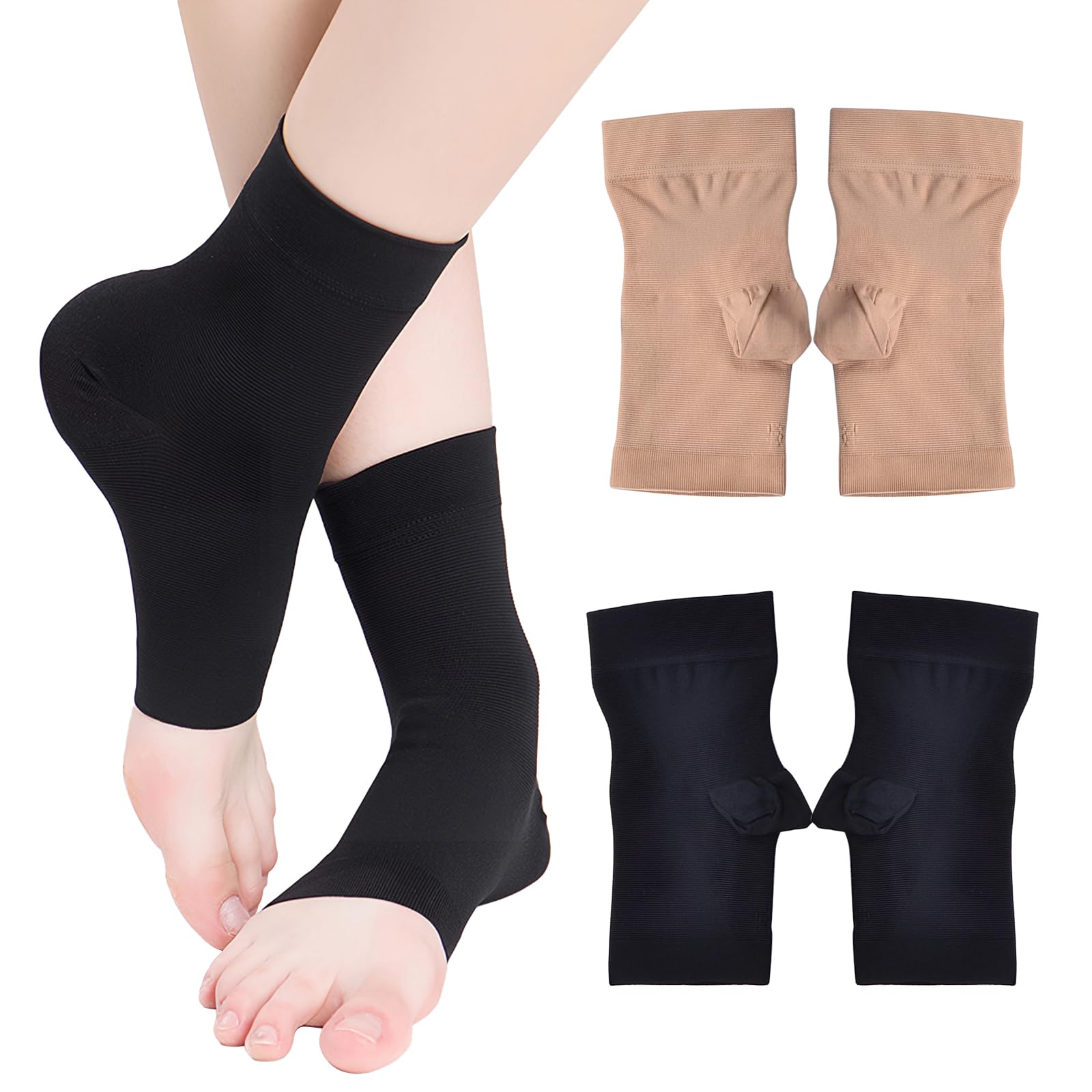 2 Paia Calze a Compressione Medicale della Caviglia per Donne e Uomo, 20-30 mHg Supporta Calzini a Compressione Calze per Gonfiore a Fasite Plantare Sport Neuropatia (L)