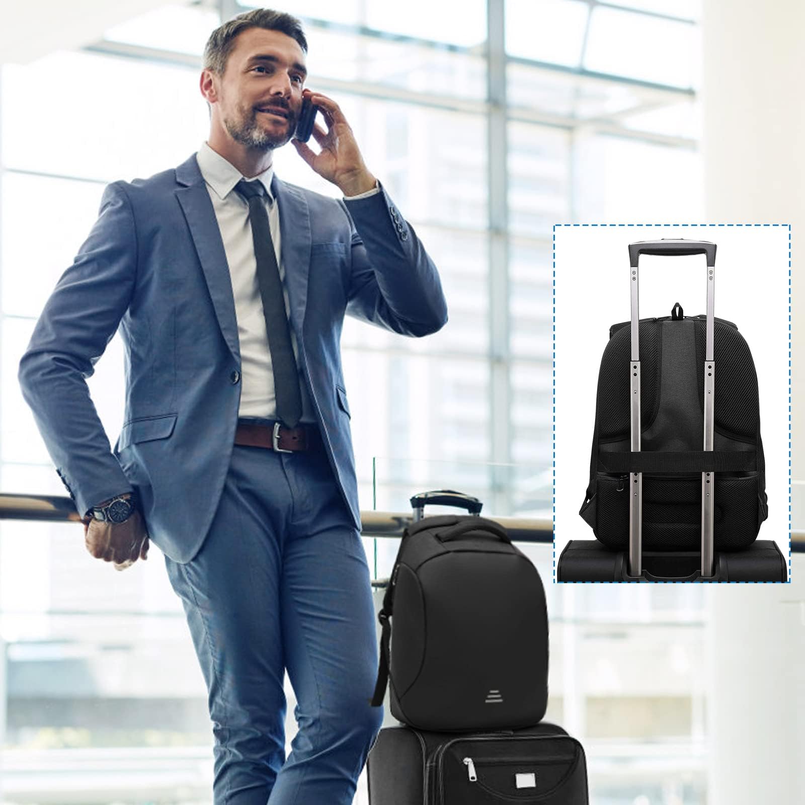 Antivol Sac à dos portable 15,6 pouces imperméable avec charge USB Sac de voyage pour affaires, étudiants, homme, femme, noir