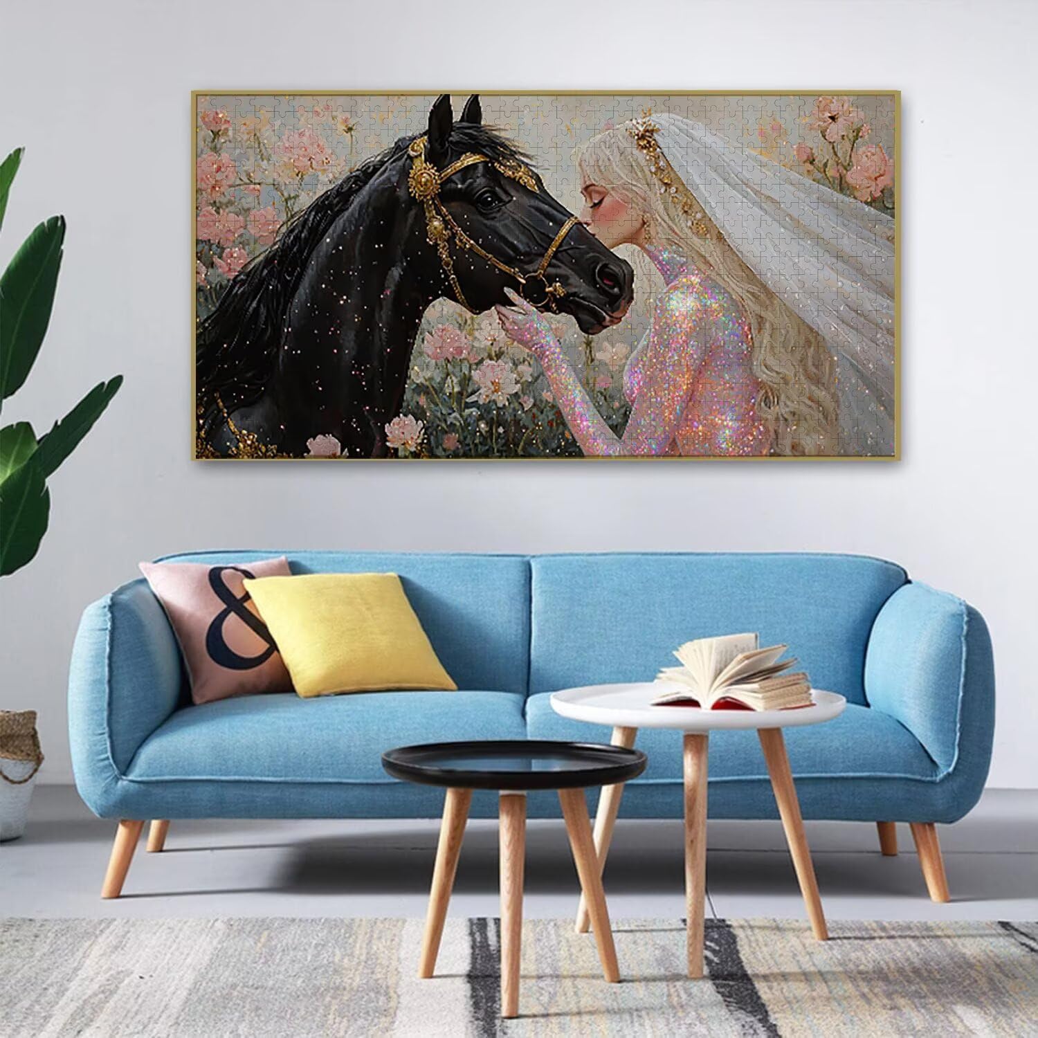Puzzle de Madera para Adultos 900 Piezas - Princesa Caballo Oscuro, Obra de Arte de Juego de Rompecabezas para Adultos, Puzzle de Impresión de Alta Definición, Pasatiempo Creativo Regalo b-346