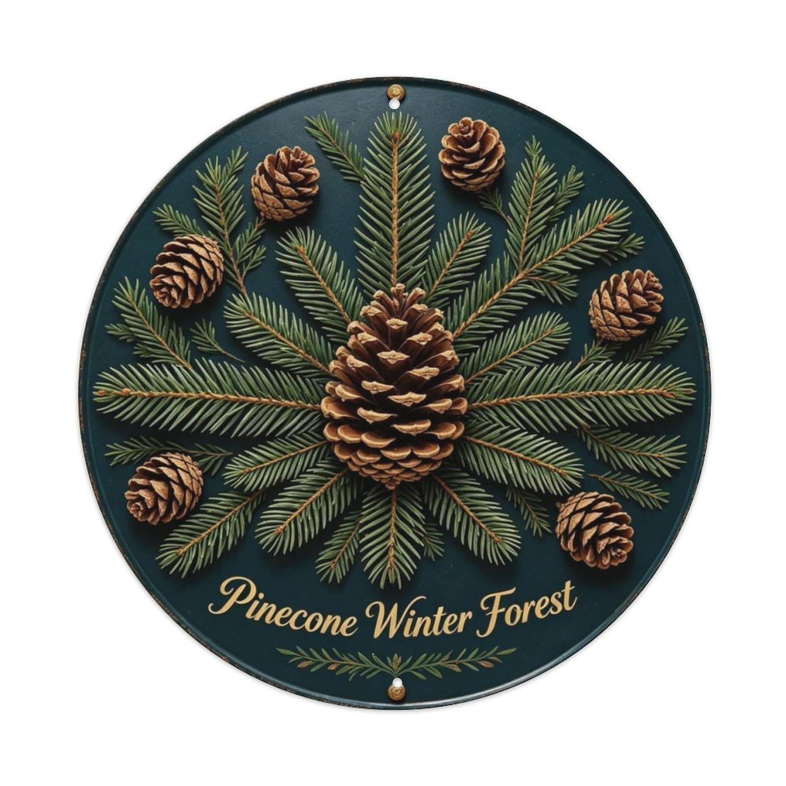 Pinecone Winter Forest - Metal Tin Sign Plaque