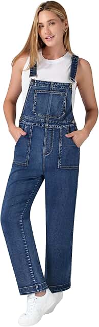 roswear Denim Overalls for Women Adjustable Strap Stretchy Bib Overall J...