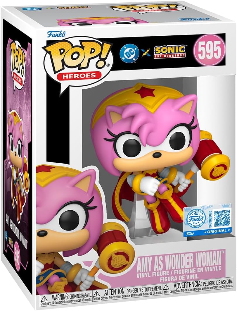 Pop! Heroes: JLA & Sonic - Amy Rose as Wonder Woman - Sonic + DC Comics - Collectable Vinyl Figure - Gift Idea - Official Merchandise - Toys for Kids & Adults - DC Comics Fans