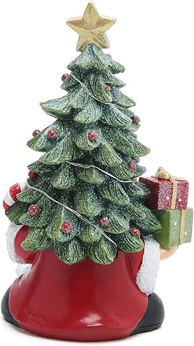 Miniatura 6 de Hodao Gnomos de árbol de Navidad hechos a mano, gnomos de resina de Navidad, regalo de vacaciones, mesa de invierno de 7.5 pulgadas de alto, árbol