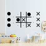 Magnetic Tic Tac Toe Wall-Mount Game,Game Room Decor,Hallway Decor,Playroom Decor,Modern Wall Decals for Kids Room,Classroom&Offices,Best Gift for Family, Friends (Black)