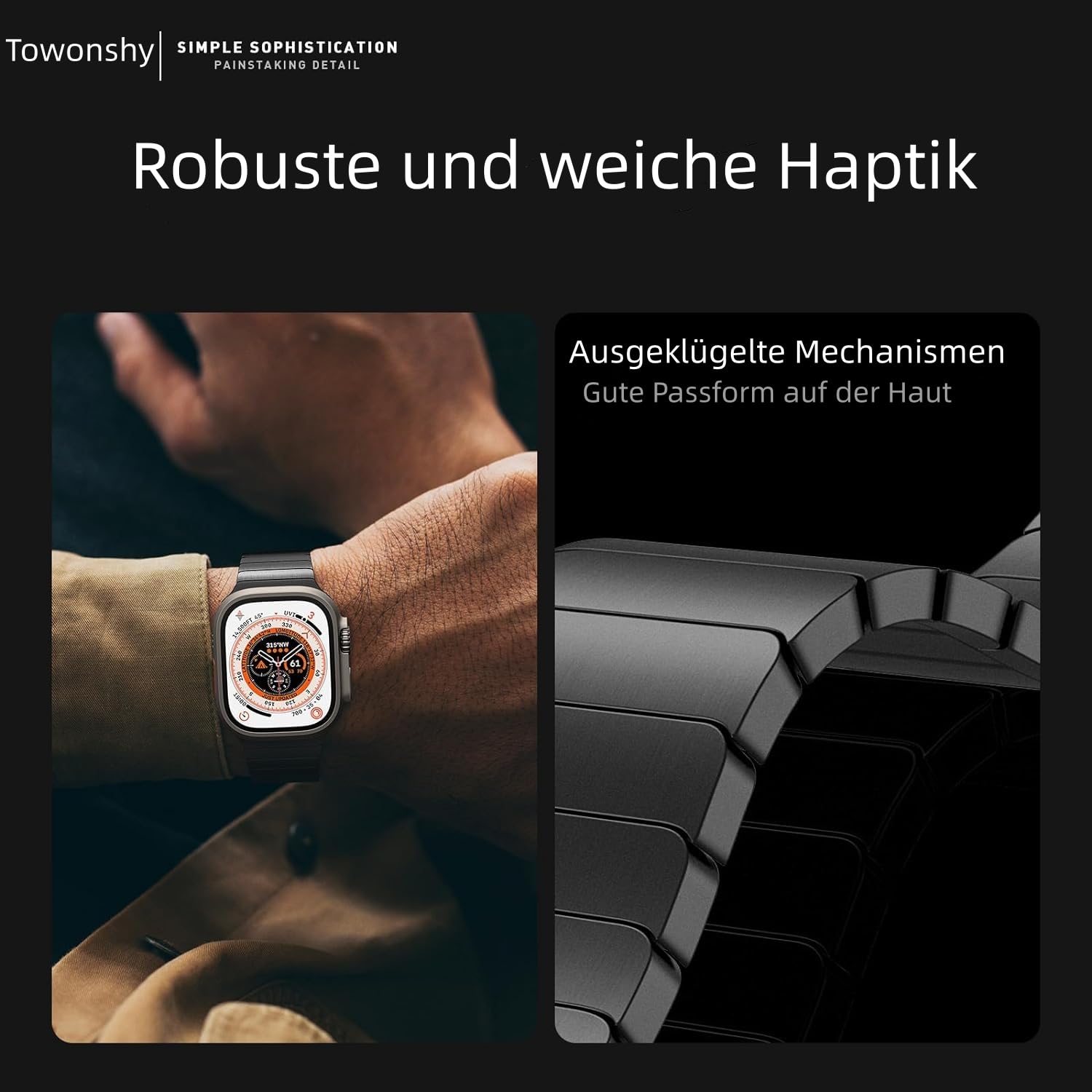 Cinturino Originale Titan Compatibile con Apple Watch Cinturino Ultra/Ultra 2, Se, Serie 10/9/8/7/6/5/4/3/2/1 49mm 46mm 45mm 44mm 42mm 41mm 40mm 38mm, Uomini E Donne Cinturino in Metallo in Acciaio