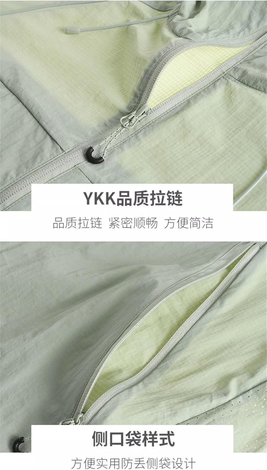 Men's Lightweight Ice Silk Hooded Outdoor Riding Fishing Trenchcoats Skin Sun Protection Jacket