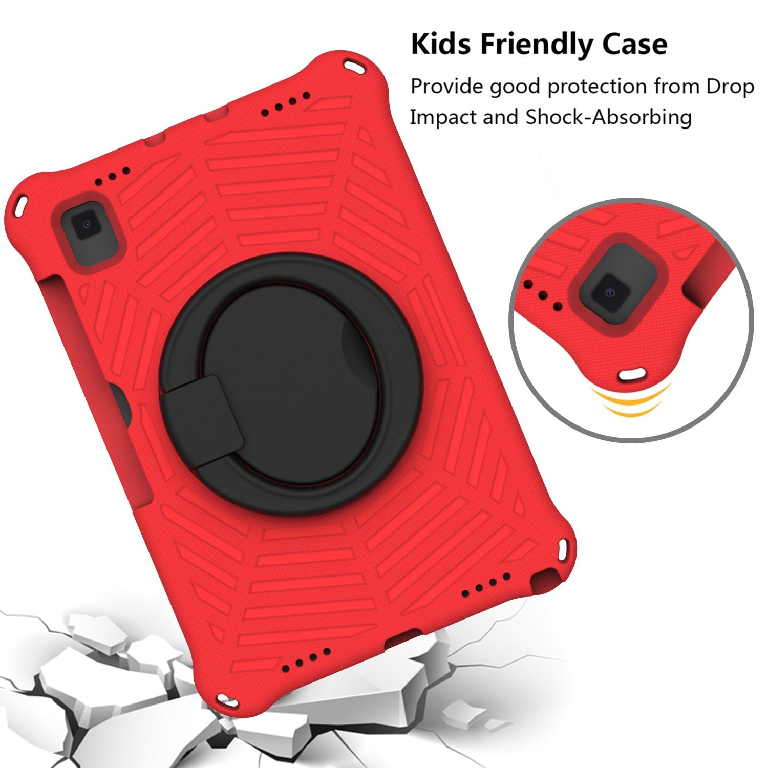 Étui de protection pour tablette Coque antichoc adaptée aux enfants compatible avec Samsung Galaxy Tab A7 10,4 pouces (2020) SM-T500/T505, support de poignée pivotant léger + bandoulière étui de prote