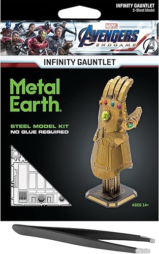Fascinations Metal Earth Marvel Avengers Infinity Gauntlet Kit de metal 3D con pinzas