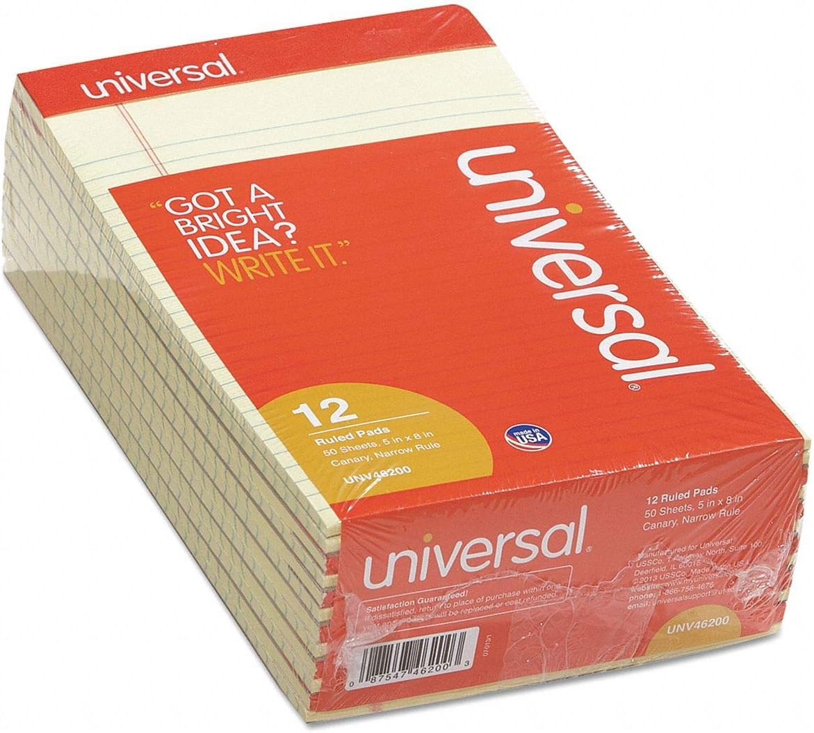Universal 46200 Perforated Edge Writing Pad, Narrow Rule