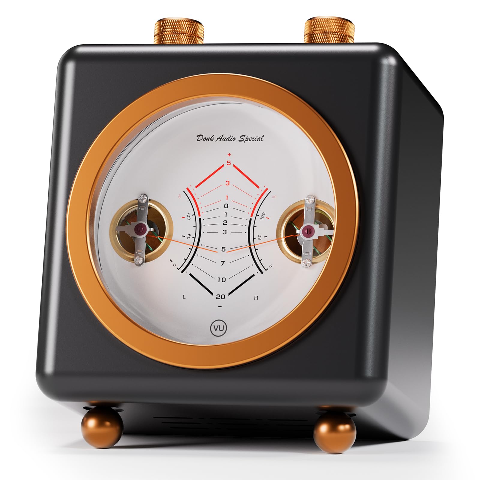 DoukAudio VU360 analogowy miernik VU w stylu retro, z dużym wyświetlaczem i dwoma wskazówkami, dwoma wejściami (mikrofon/line), analizator spektrum muzyki z 7 trybami kolorystycznymi, dla miłośników