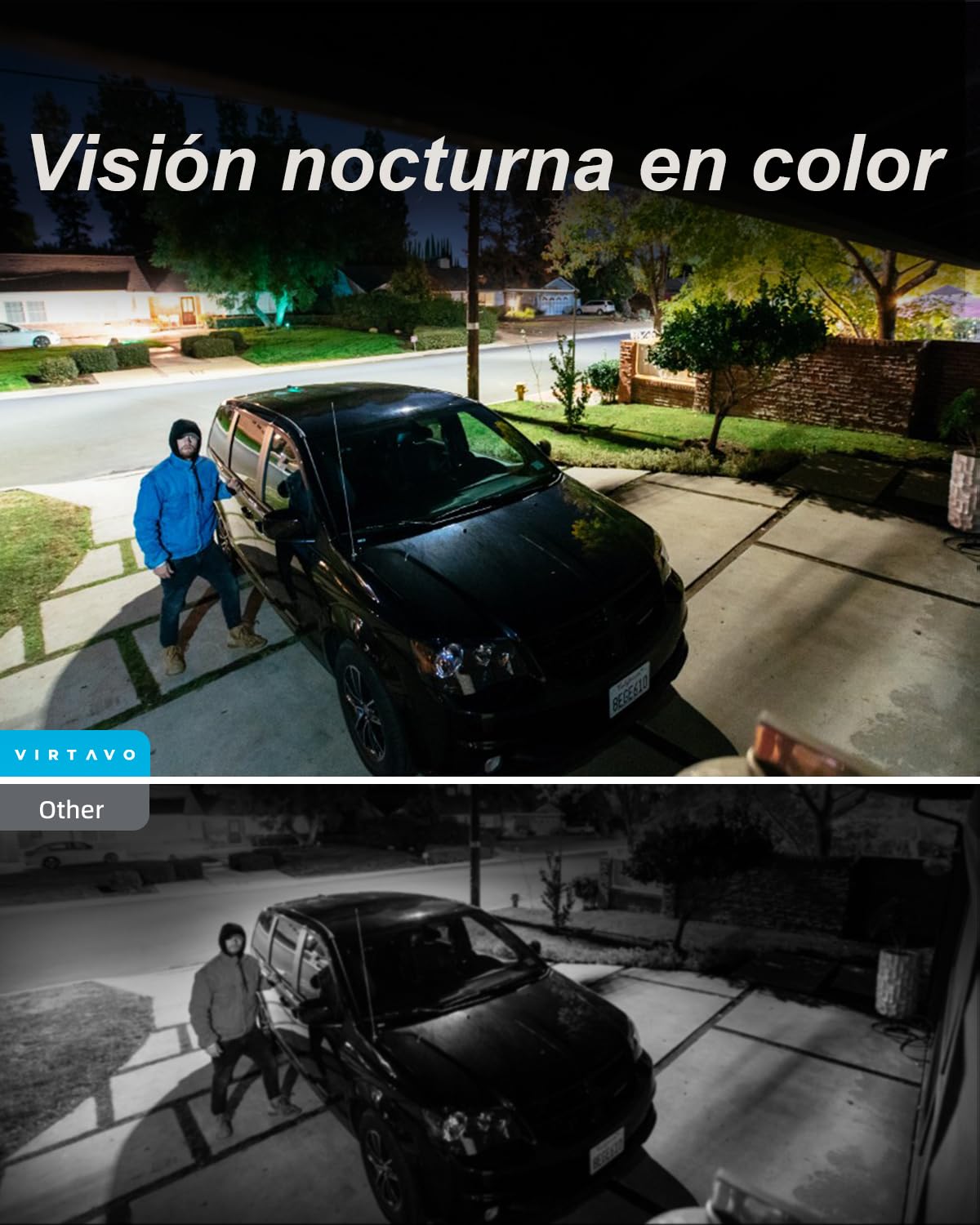 VIRTAVO 2K Camara Vigilancia WiFi Exterior/Interior sin Cables batería Recargable, QHD, IA para detección, Larga duración en Espera, visión Nocturna en Color, detección de Movimiento PIR | Detección PIR, audio bidireccional, WiFi 2.4GHz, sin suscripción,